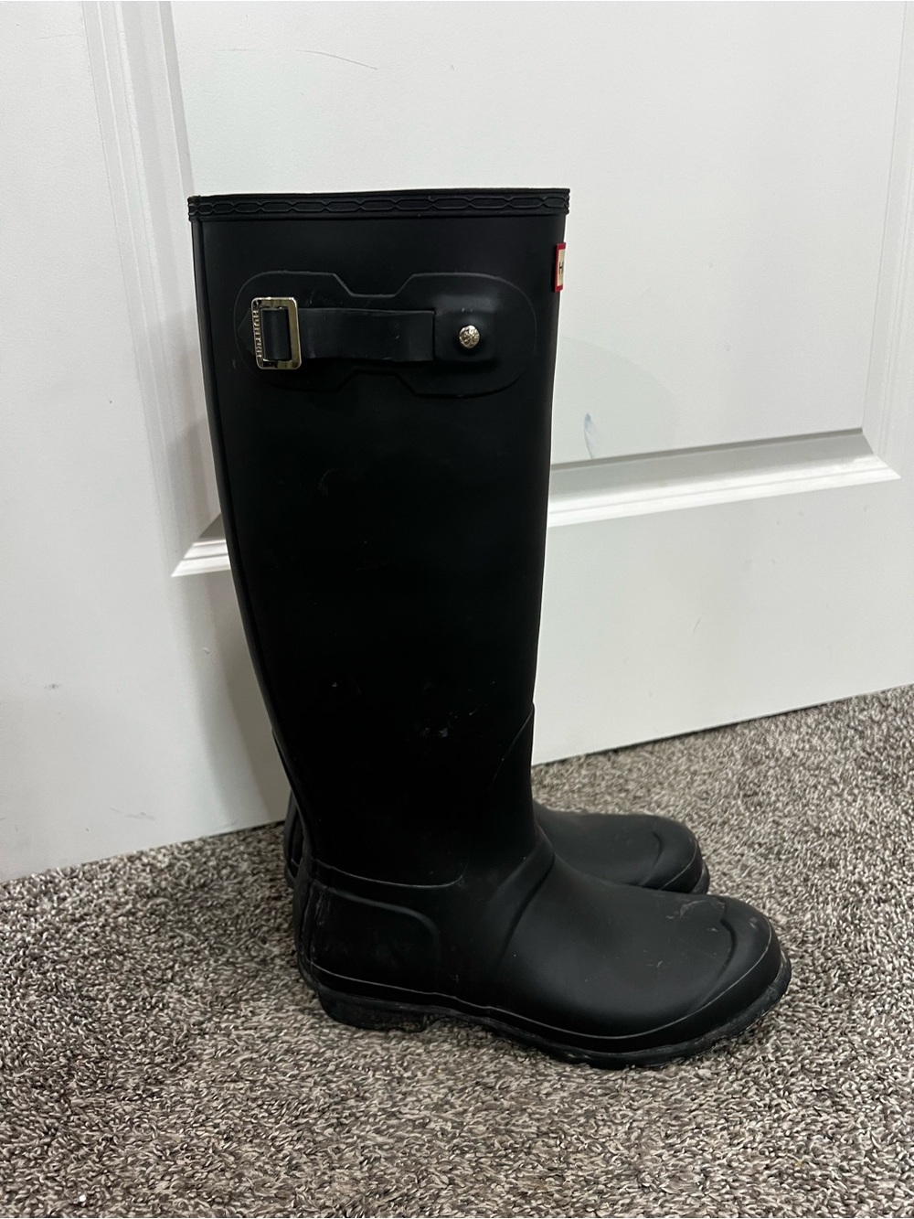 Hunter Womens Black Matte Rubber Rain BOOTS Original Tall Size 9 - Picture 6 of 9